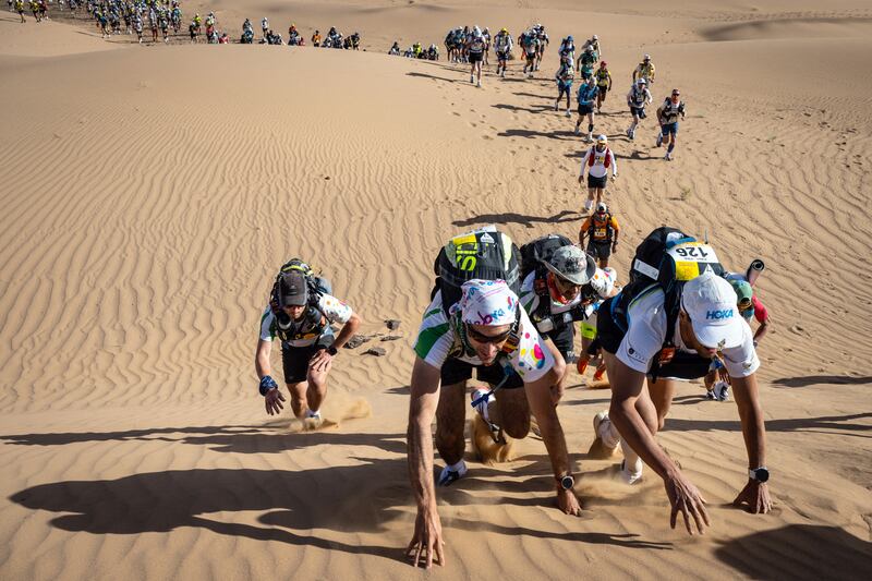 Competitors in the Marathon des Sables in central Morocco, in March. AFP