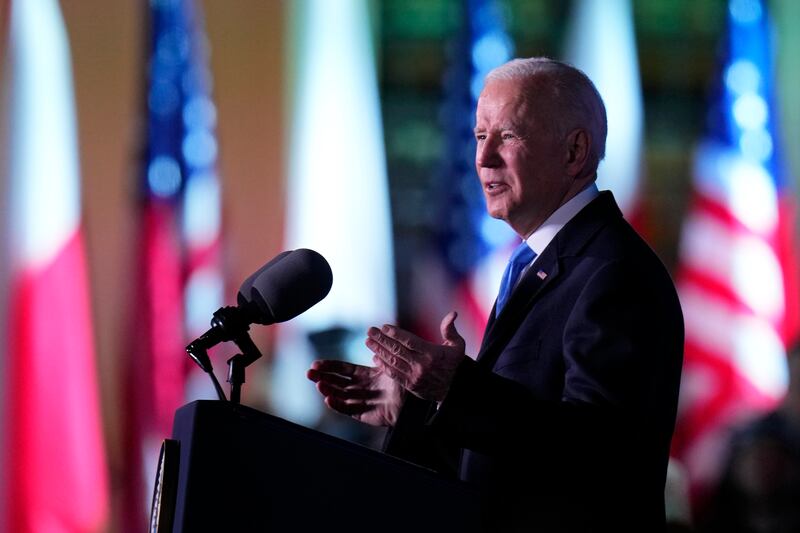 Mr Biden said stopping the war in Ukraine was 'the task of our time'. AP