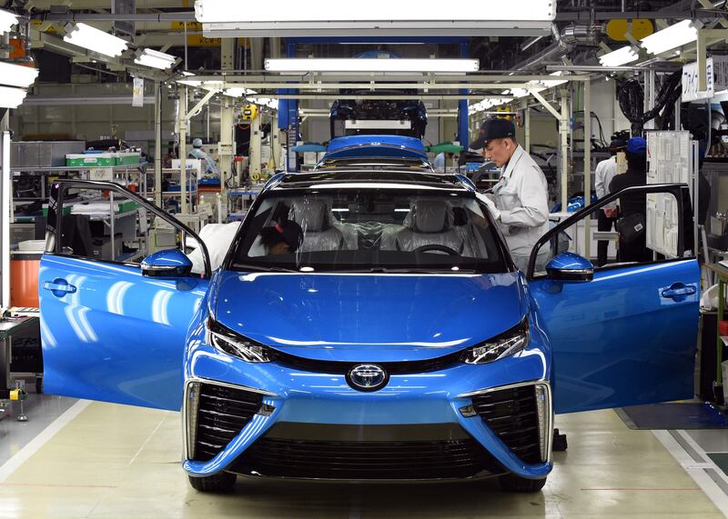 A Toyota production line in Japan. The car maker's 14 plants in Japan account for about a third of its global production. AFP