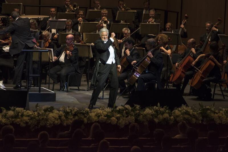 Plácido Domingo takes to the stage at the first night of the Dubai Opera. Courtesy of Dubai Opera