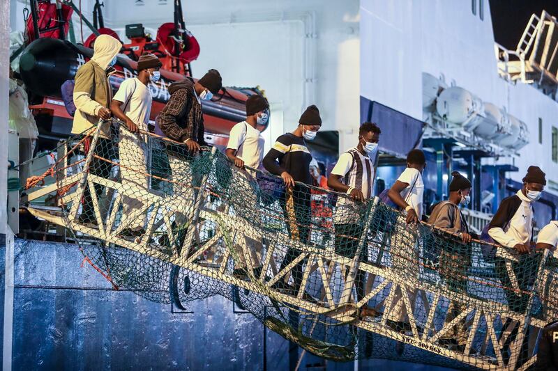 The 'Geo Barents' from Doctors without Borders docks at Palermo, Italy, with 367 migrants including 172 minors on October 28. Photo: EPA