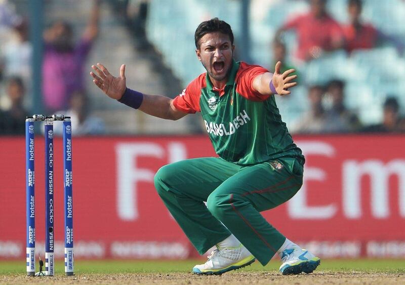 Shakib Al Hasan will be central to Bangladesh's hopes of ending their bad run of results in South Africa. Dibyangshu Sarkar / AFP