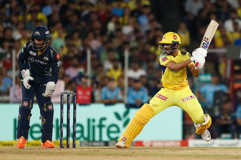 Ruturaj Gaikwad of the Chennai Super Kings bats during the 2023 IPL final. Getty 