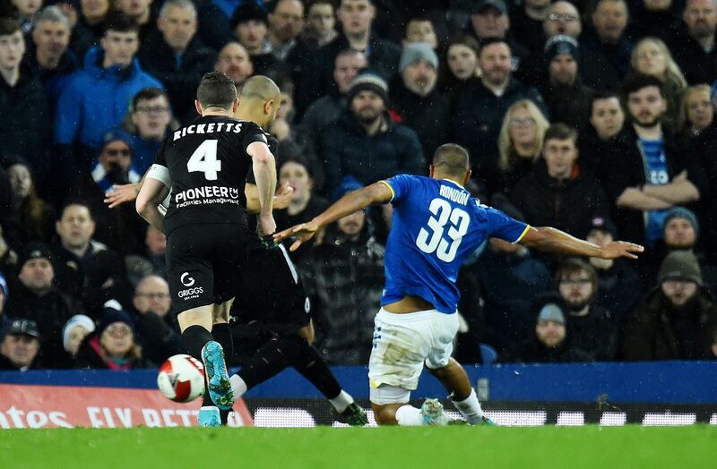 Everton's Salomon Rondon scores their first goal. Reuters