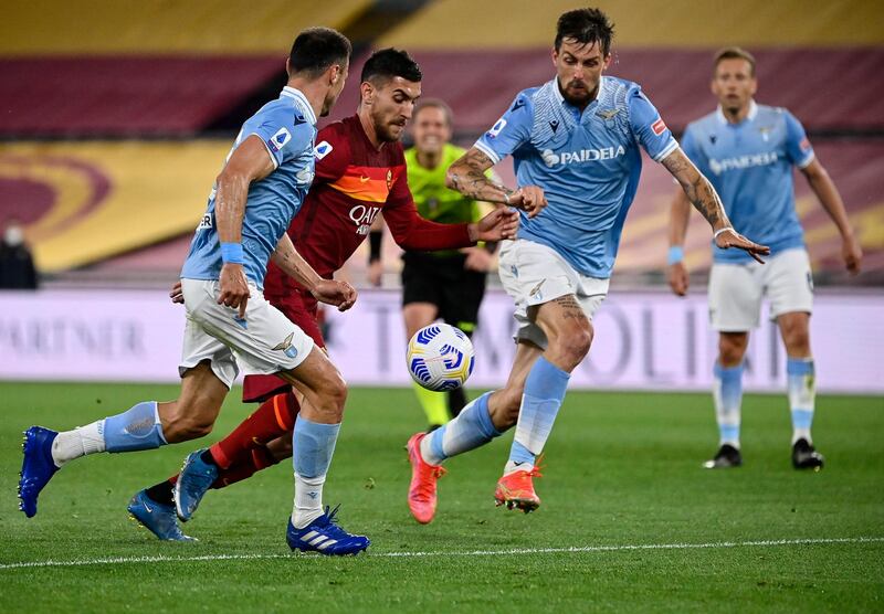 Roma's Lorenzo Pellegrini in action at the Olimpico Stadium in Rome. EPA