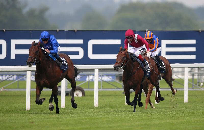 Adayar ridden by jockey William Buick on the way to winning the King George VI And Queen Elizabeth Qipco Stakes.