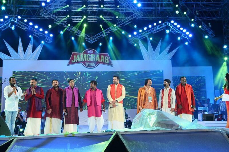 Performers onstage at a Jamgraab concert in Calicut, India. Courtesy: Jamgraab