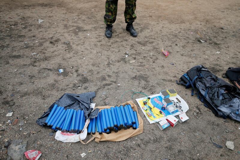 Explosive materials and other recovered items. Reuters