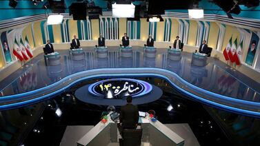 A presidential election debate at a television studio, in Tehran. Reuters