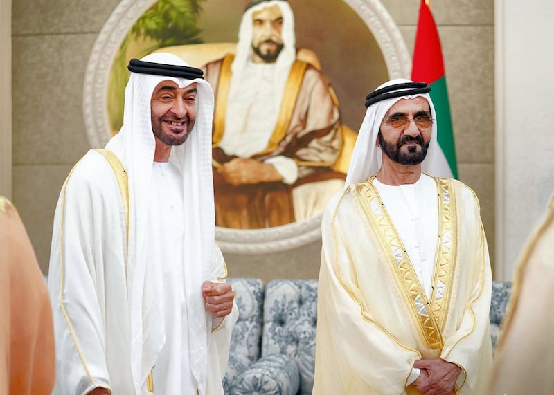 Sheikh Mohamed bin Zayed and Sheikh Mohammed bin Rashid shared messages ahead of the Prophet Mohammed's birthday on Thursday. Courtesy: Dubai Media Office