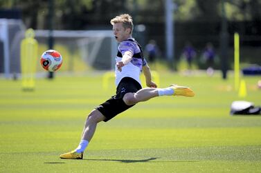 MANCHESTER, ENGLAND - MAY 25: Manchester City's Olkesandr Zinchenlo in action during training at Manchester City Football Academy on May 25, 2020 in Manchester, England. (Photo by Tom Flathers/Manchester City FC via Getty Images)