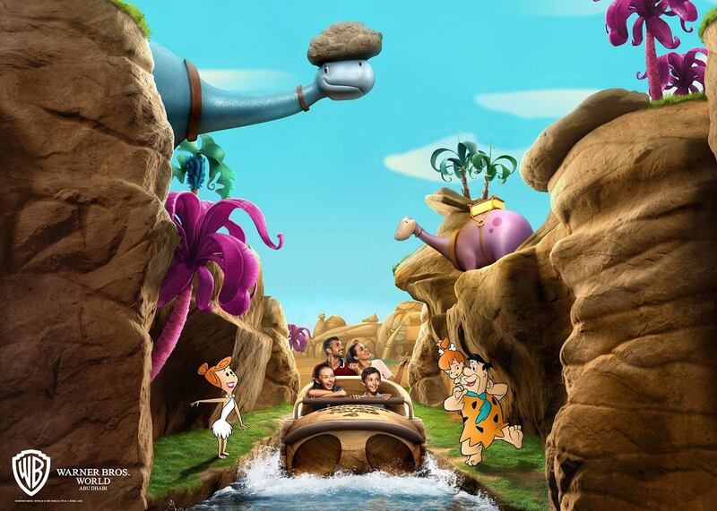 A rendering of The Flintstones Bedrock River Adventure ride. Courtesy Warner Bros. World