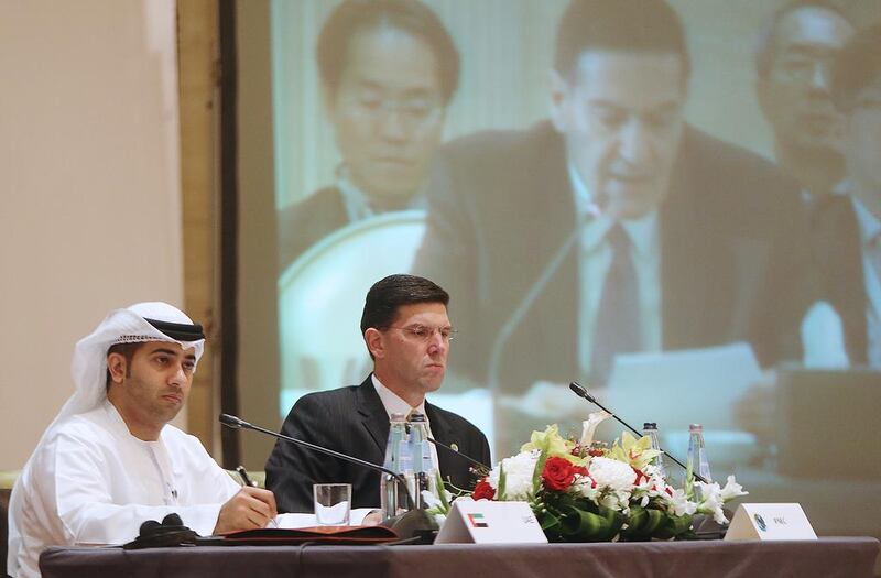 Ambassador Hamad Al Kaabi, UAE Permanent Representative to the International Atomic Energy Agency, at the 2013 International Framework for Nuclear Energy Cooperation meeting Abu Dhabi. Fatima Al Marzooqi/ The National.