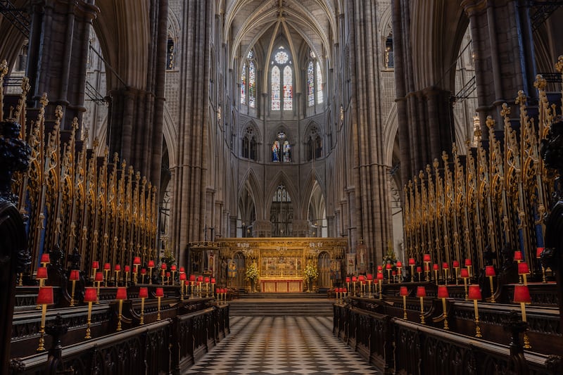 Westminster Abbey in April 2023, where King Charles's coronation ceremony will take place next month