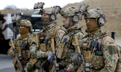 Germany has promised a shift to a more robust defence and security policy but sceptics say it has yet to deliver. EPA 