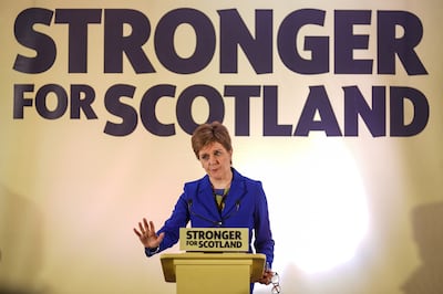 First Minister Nicola Sturgeon at a press conference in Edinburgh. Getty Images