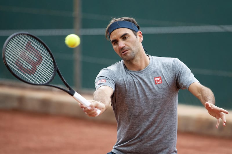 Swiss tennis player Roger Federer during a training session ahead of the Geneva Open, on Monday, May 17.  EPA