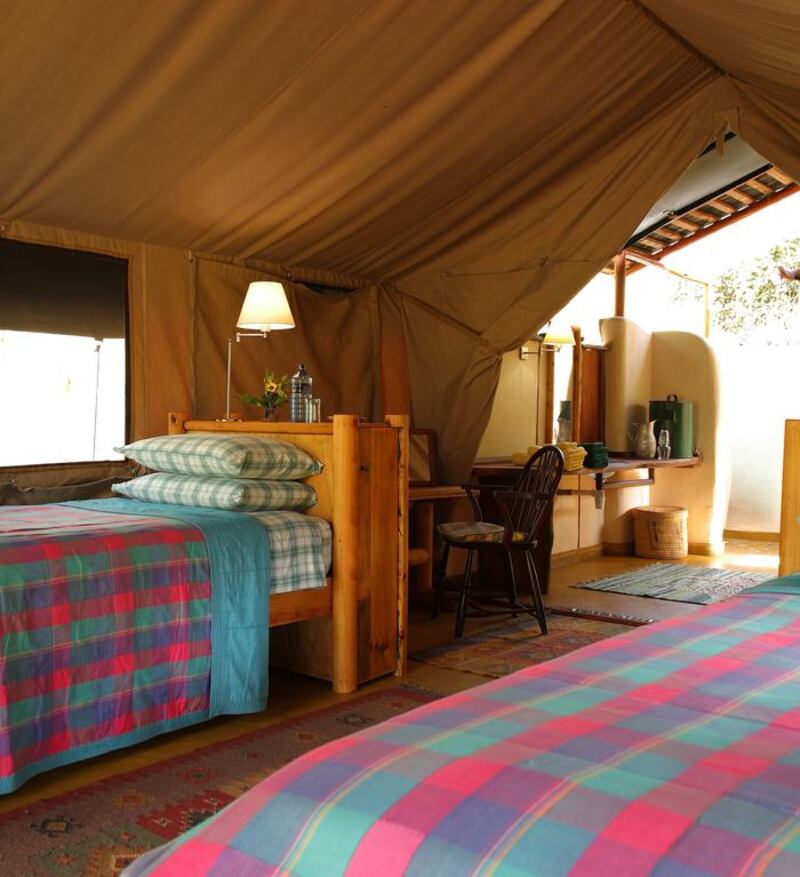The twin tent at Kitich Camp in Kenya.