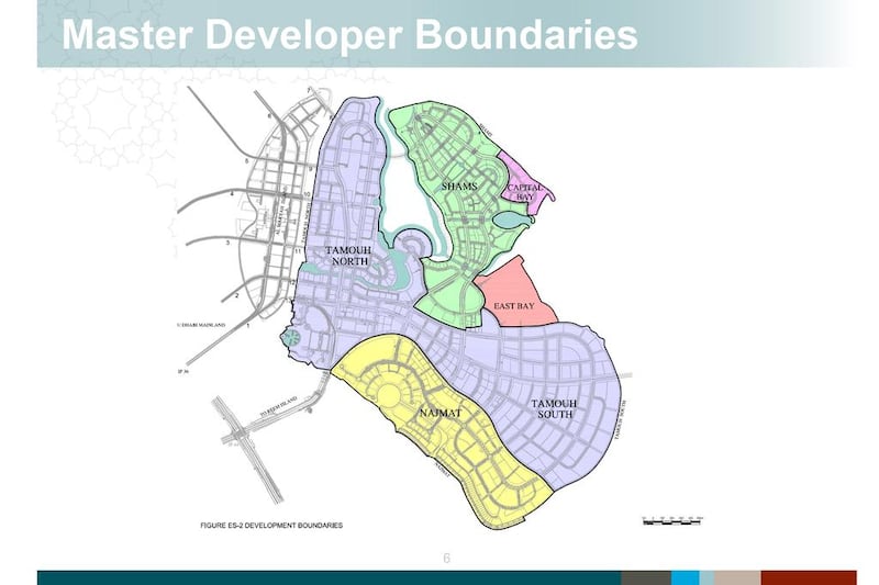 The Reem Island master developer boundaries map. Courtesy Abu Dhabi Planning Council