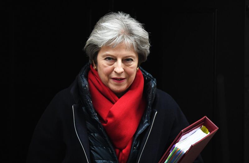 epa07467342 (FILE) -  British Prime Minister, Theresa May leaves 10 Downing Street to attend Prime Minister's Question in London, Britain 21 February 2018 (reissued 27 March 2019). According to reports, British Prime Minister Theresa May on 27 March 2019 promised MPs of her Conservative party that she will step down from her office, as British parliament is holding indicative votes in the course of the evening.  EPA/FACUNDO ARRIZABALAGA *** Local Caption *** 53808979