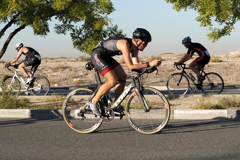 Participants saddle up for the cycling portion of the energy-sapping challenge. Courtesy: Race ME