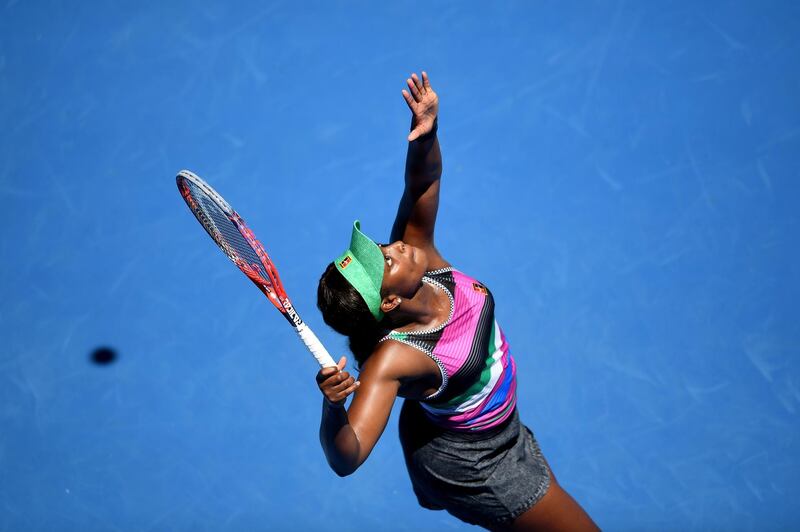 Sloane Stephens of the United States in action against Taylor Townsend of the United States during their women's singles round one match of the Australian Open tennis tournament in Melbourne, Australia.  EPA