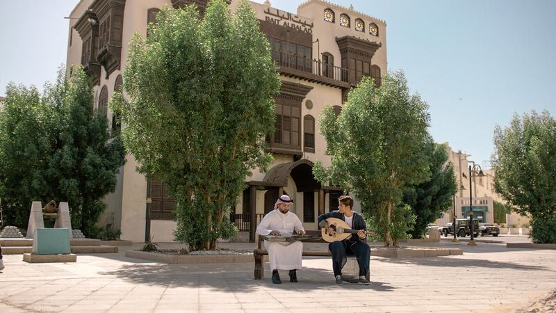 Musicians Hatoon Idrees and Rami Mozain in Saudi Arabia. Courtesy Expo 2020    