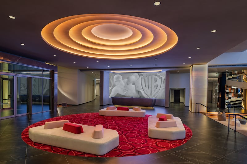 The lobby inside The WB Abu Dhabi, the world's first Warner Bros Hotel. Photo: Hilton 