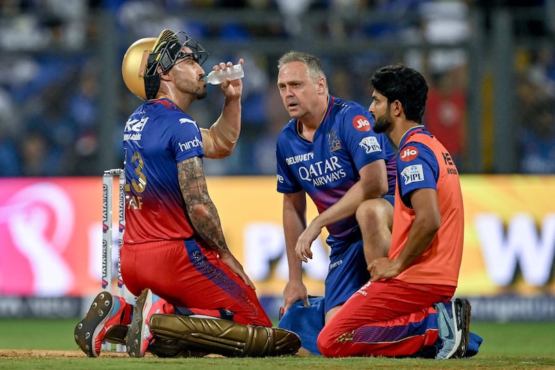 Royal Challengers Bengaluru captain Faf du Plessis against Mumbai Indians at the Wankhede Stadium. AFP