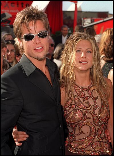09/12/99. Los Angeles, CA. Brad Pitt and Jennifer Aniston arrive at the "51st Annual primetime EMMY Awards". Picture by DAN CALLISTER Online USA Inc