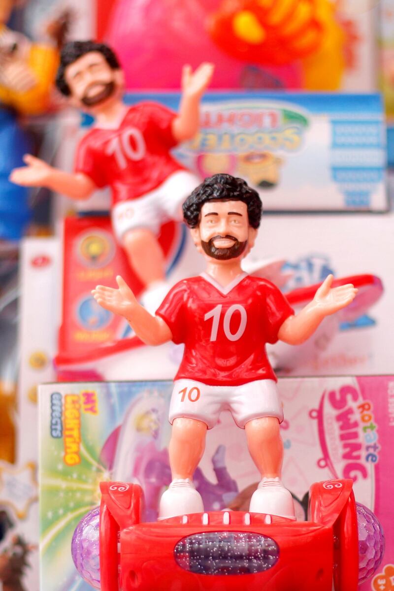 Toys bearing the image of Mohamed Salah are seen at a market, before the beginning of the holy fasting month of Ramadan in Cairo, Egypt. Amr Abdallah Dalsh / Reuters