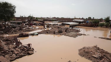 Aboud village, in Al Jazirah state, after heavy rains and floods in August 2022. The army has launched raids in the state in an attempt to dislodge the RSF. AP
