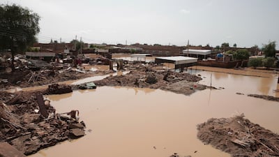 Damage caused in August by heavy rainfall in the village of Aboud in El Manaqil district of Al Jazeerah state, south of Khartoum. AP