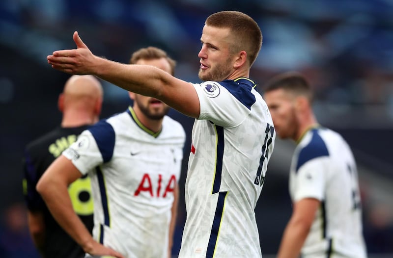 Tottenham Hotspur's English defender Eric Dier gestures during the English Premier League football match between Tottenham Hotspur and Newcastle United at Tottenham Hotspur Stadium in London, on September 27, 2020.  - RESTRICTED TO EDITORIAL USE. No use with unauthorized audio, video, data, fixture lists, club/league logos or 'live' services. Online in-match use limited to 120 images. An additional 40 images may be used in extra time. No video emulation. Social media in-match use limited to 120 images. An additional 40 images may be used in extra time. No use in betting publications, games or single club/league/player publications.
 / AFP / POOL / Clive Rose / RESTRICTED TO EDITORIAL USE. No use with unauthorized audio, video, data, fixture lists, club/league logos or 'live' services. Online in-match use limited to 120 images. An additional 40 images may be used in extra time. No video emulation. Social media in-match use limited to 120 images. An additional 40 images may be used in extra time. No use in betting publications, games or single club/league/player publications.
