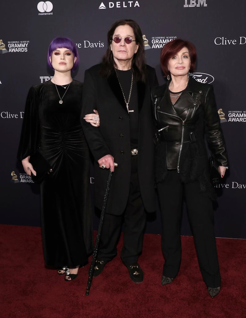 Kelly Osbourne, Ozzy Osbourne and Sharon Osbourne arrive the Pre-Grammy Gala and Grammy Salute to Industry Icons Honouring Sean 'Diddy' Combs on January 25, 2020 in Beverly Hills, California. AP