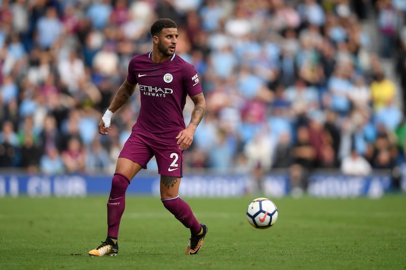 BRIGHTON, ENGLAND - AUGUST 12:  Kyle Walker of Manchester City in action during the Premier League match between Brighton and Hove Albion and Manchester City at Amex Stadium on August 12, 2017 in Brighton, England.  (Photo by Mike Hewitt/Getty Images)