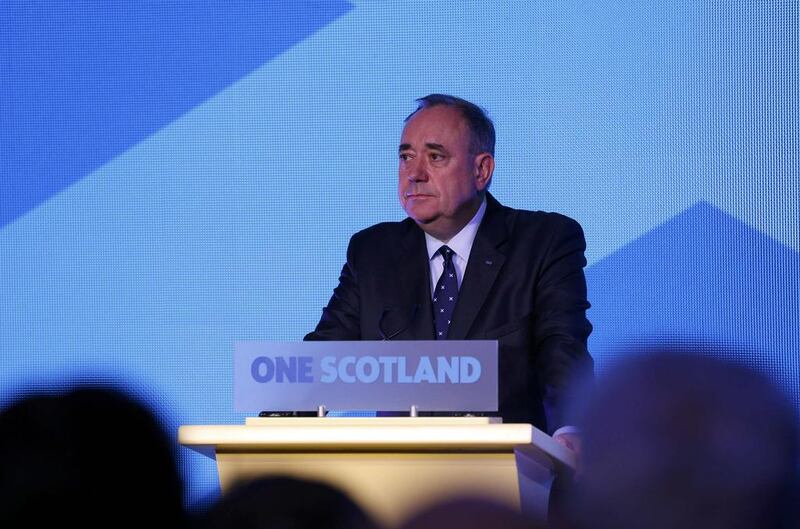 Scotland’s First Minister Alex Salmond speaks at the “Yes” Campaign headquarters in Edinburgh. Russell Cheyne / Reuters