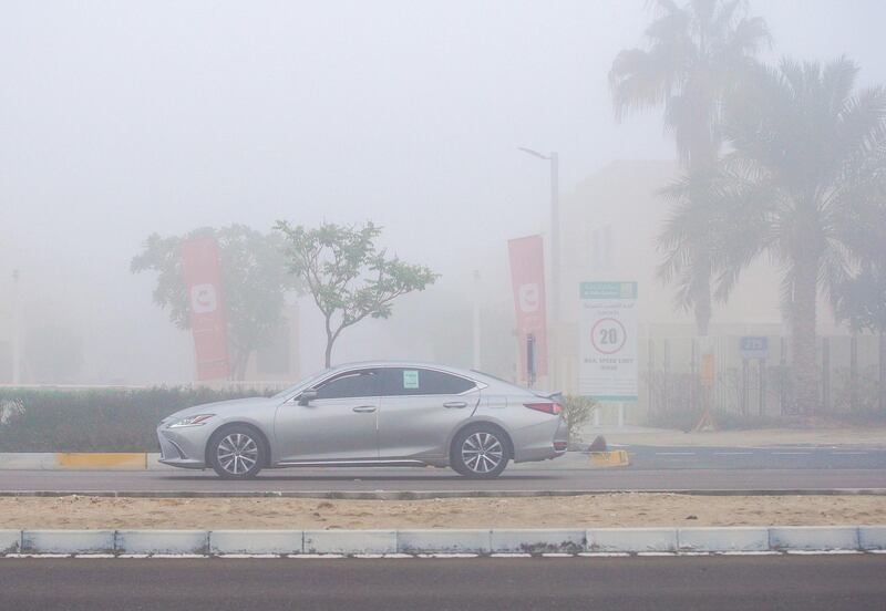 Abu Dhabi, United Arab Emirates, February 5, 2021.  Foggy morning at Khalifa City.
Victor Besa/The National
Section:  NA/Weather