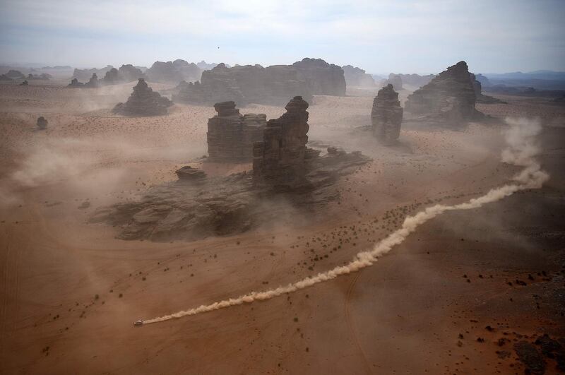 Competitors during Stage 10 of the Dakar Rally on Wednesday, January 13. AFP