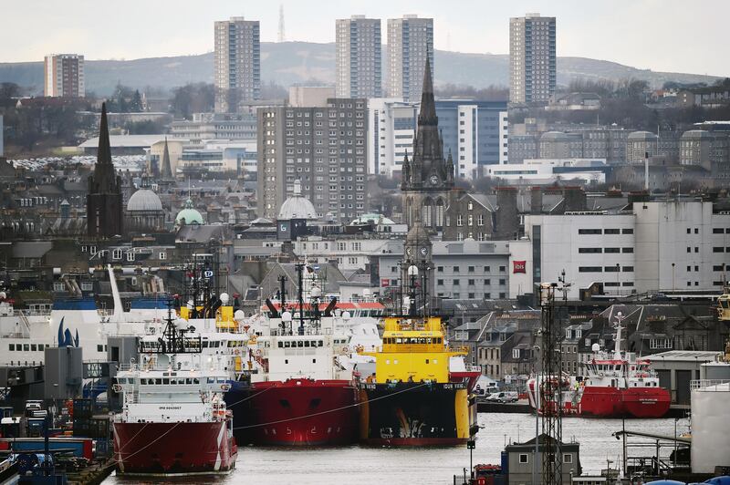 ABERDEEN, SCOTLAND - FEBRUARY 23:  A general view of Aberdeen harbour on February 23, 205 in Aberdeen, Scotland. Aberdeen City council has recently expressed its concerns over the North Sea oil industry which is struggling under plummeting oil prices.  (Photo by Jeff J Mitchell/Getty Images)