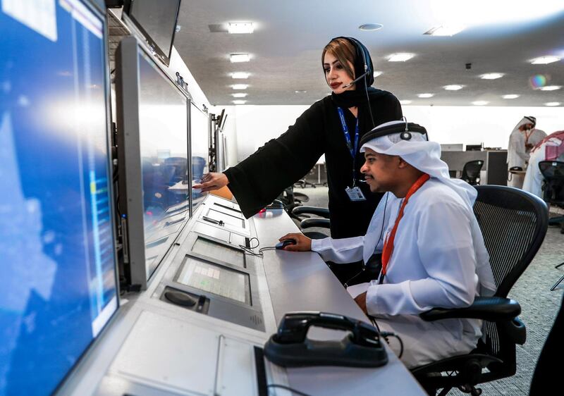 Abu Dhabi, U.A.E., July 25, 2018.  Portrait of Emirati woman in the field of air traffic control, Nouf Al  Afeefi, air traffic control supervisor, Abu Dhabi, Sheikh Zayed Air Navigation Centre. 
Victor Besa / The National
Section:  NA
Reporter:  Nawal Al Ramahi
