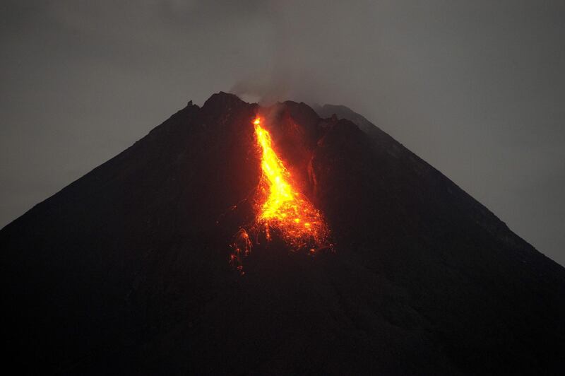 Lava flows from Mount Merap in Yogyakarta, Indonesia’s most active volcano.  AFP