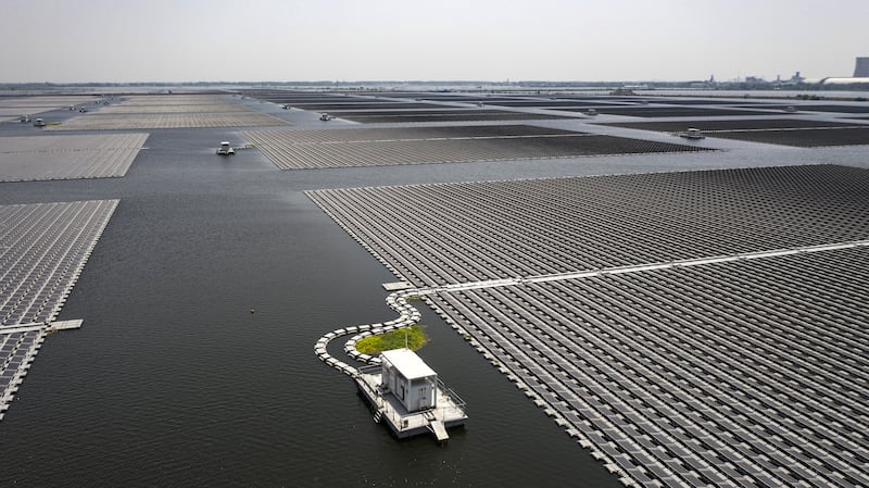 A floating solar farm in Huainan, China. Bloomberg