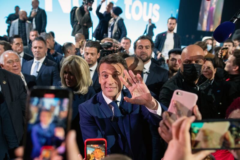 Emmanuel Macron, the president of France, at an election night event after voting in the first round of the French presidential election, in Paris. Bloomberg