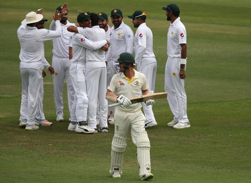 Abbas celebrates the wicket of Travis Head of Australia. Getty Images