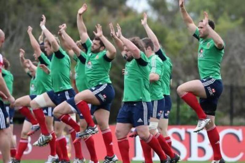 The British & Irish Lions team warm up during a training session held yesterday in Noosa, Australia. The Lions have lost the services of their regular captain Sam Warburton to injury for the third Test on Saturday. David Rogers / Getty Images