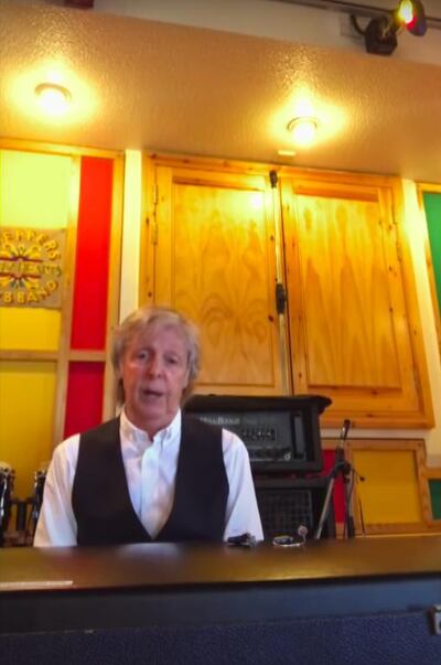 Unsurpisingly, perhaps, Paul McCartney has Beatles memorabillia on his walls. YouTube 