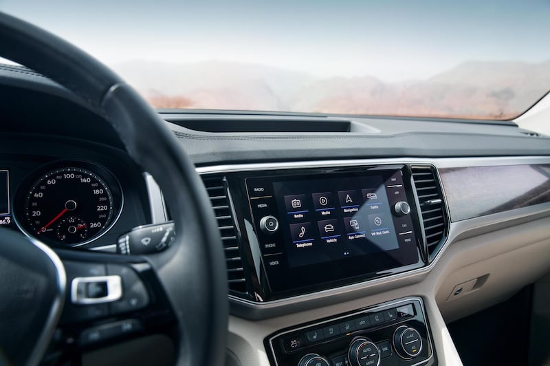 There is Apple CarPlay and Android Auto, displayed on VW's easy-to-use eight-inch touchscreen display and amplified via the Fender sound system with rear subwoofer. Volkswagen.