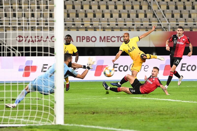 Lucas Moura of Tottenham in action during the Europa League third round. EPA