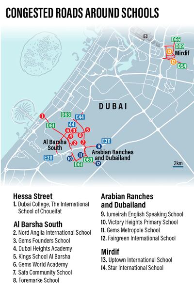 Congested roads around schools in Dubai
